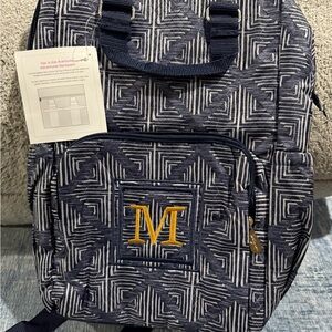Thirty-One Navy and Gold Geometric Backpack